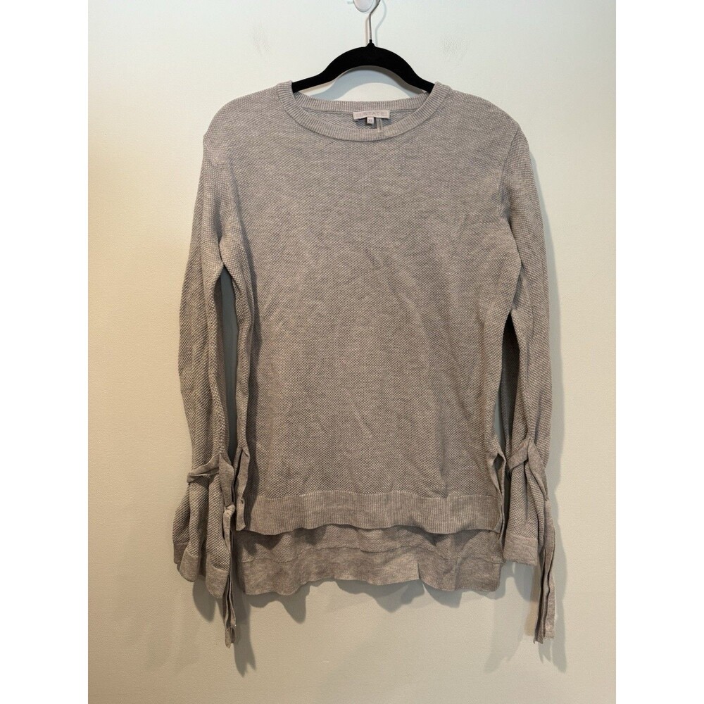 1.State Sweater Medium Tie Sleeve Knit Stretch Cotton Minimalist Preppy Travel